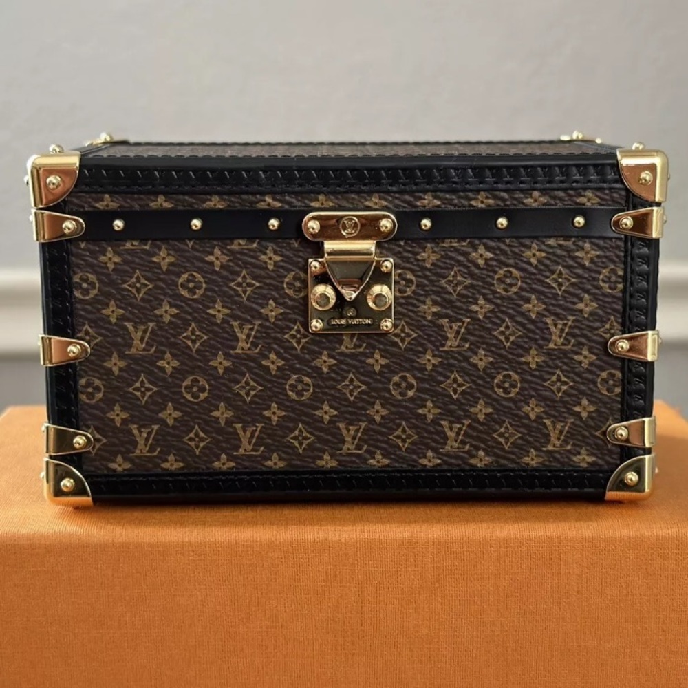Rare LOUIS VUITTON Macassar LV Monogram Petite Trunk Noir Black Paperweight